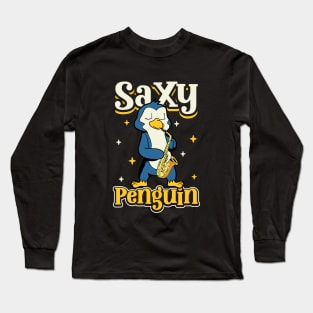 Saxy Penguin - Penguin Saxophonist Long Sleeve T-Shirt